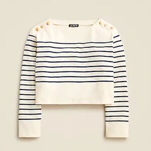 J.Crew Striped Long Sleeve Top with Gold Buttons
